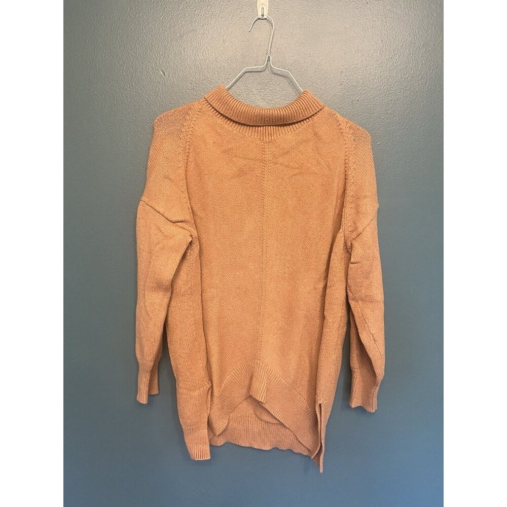 Anthropologie Maeve Camel turtleneck sweater long high low hem‎ Size Medium